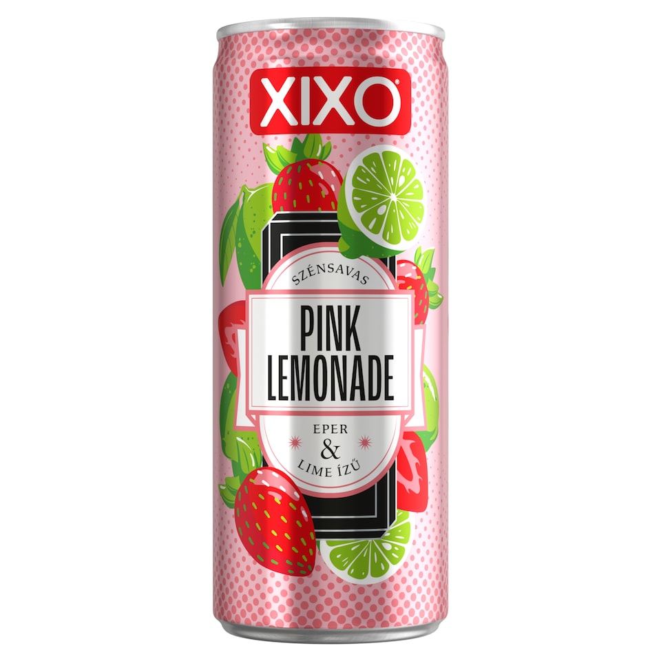 XIXO Pink Lemonade Strawberry and Lime Flavored Carbonated Soft Drink with Sugar & Sweetener 250 ml
