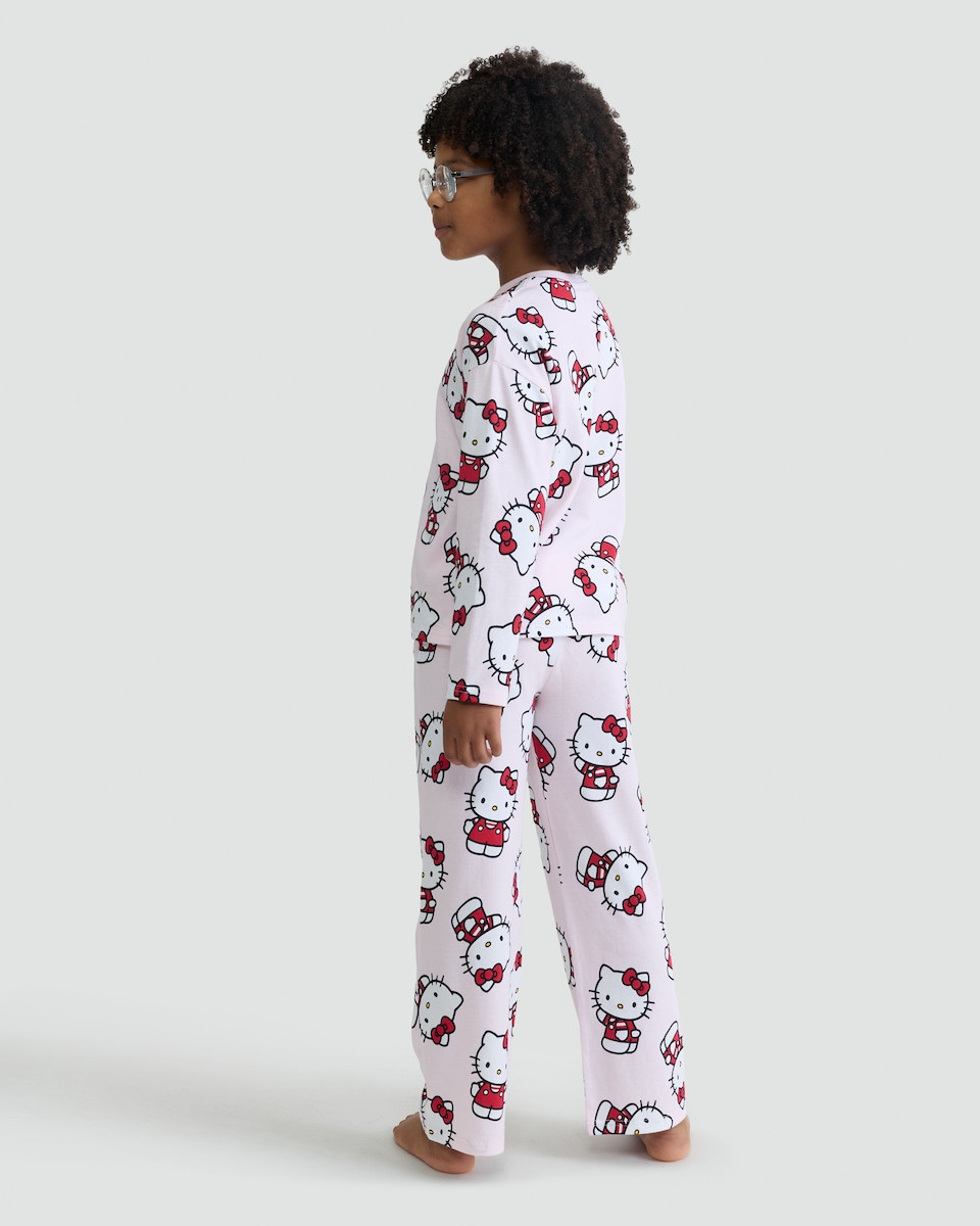 image 1 of Hello Kitty Print Pyjama Set in Pink