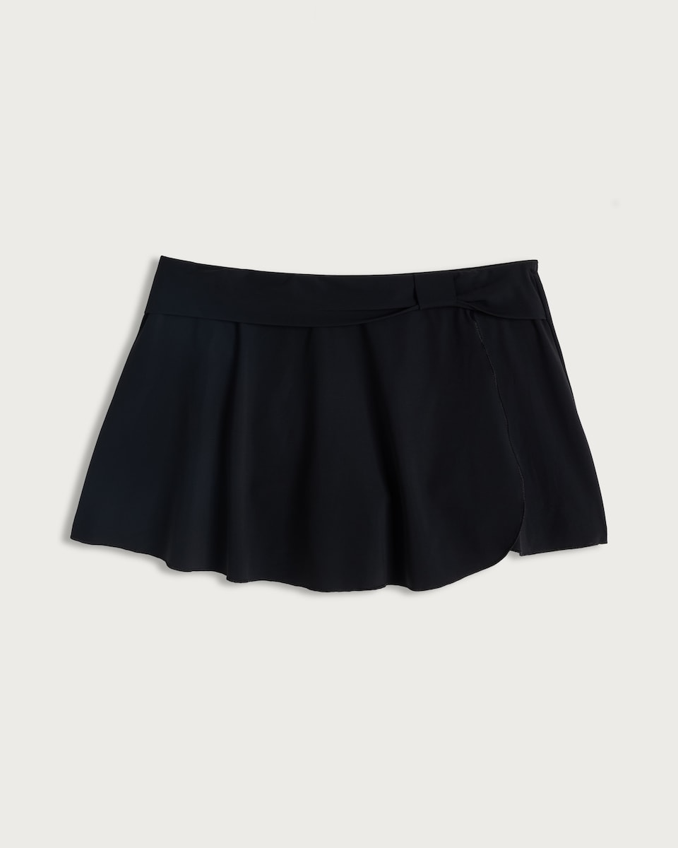 image 1 of F&F Contour Wrap Front Bikini Skirt in Black