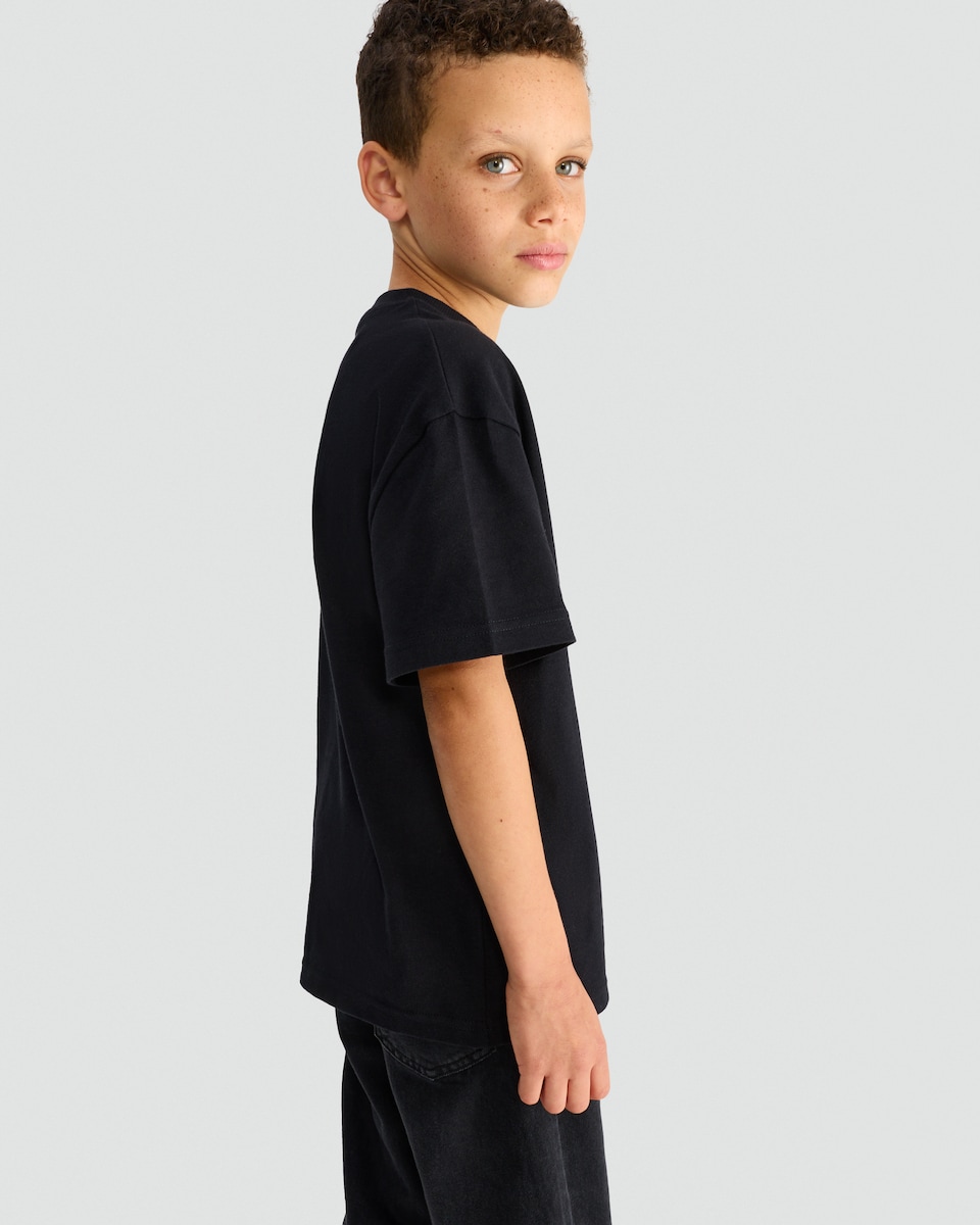 image 1 of F&F Boys Pure Cotton Festive Print T-Shirt in Black