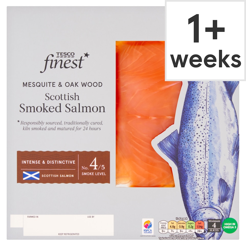 Tesco Finest Intense and Mesquite Scottish Smoked Salmon 100g