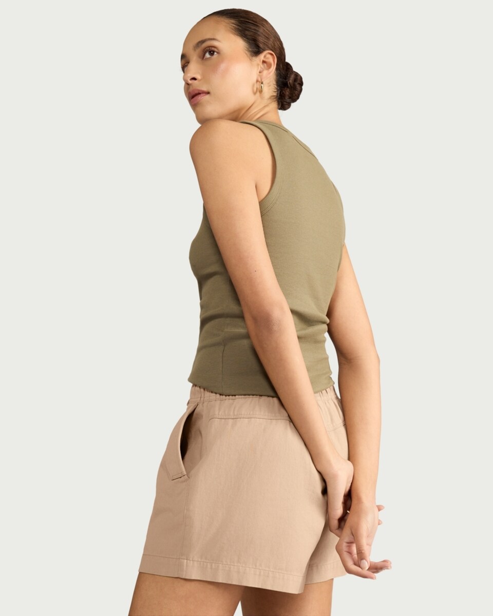 image 1 of F&F Pure Cotton Drawstring Shorts in Ecru