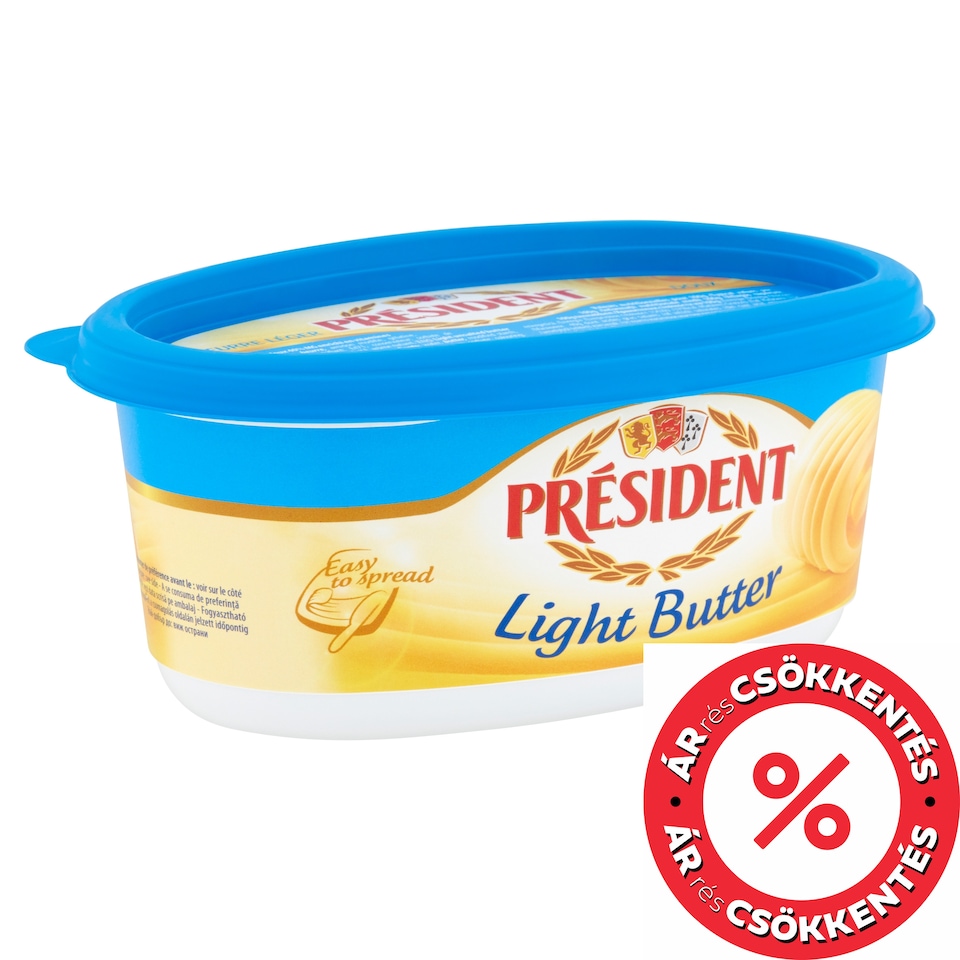 Président Light, félzsíros vaj A- és E-vitaminokkal dúsítva 250 g
