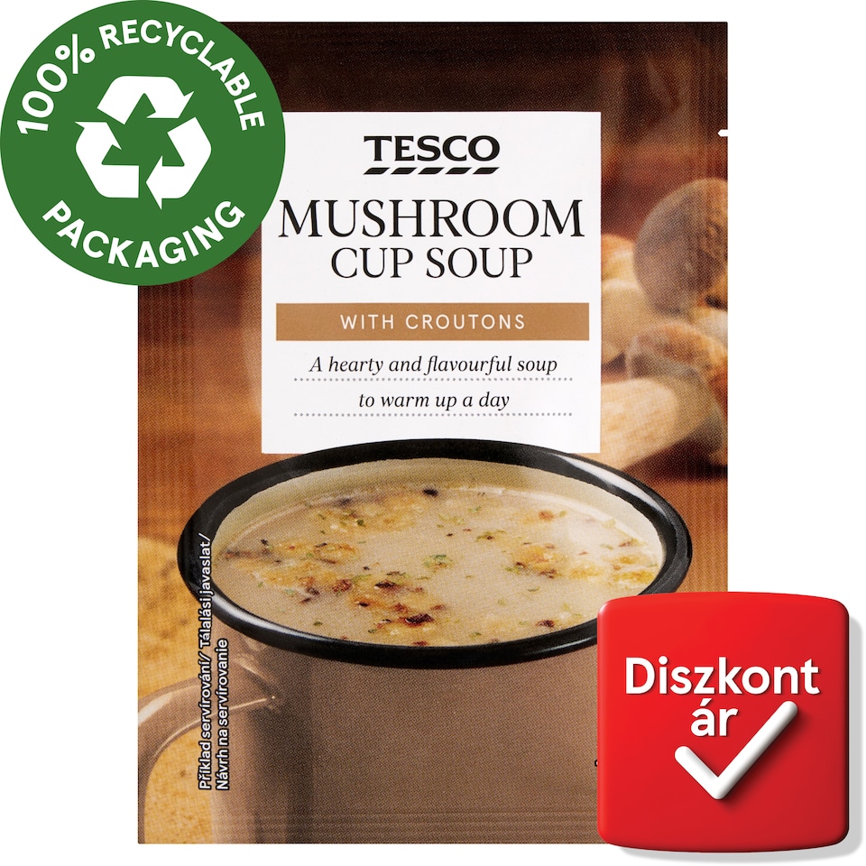 Tesco instant gombaleves pirított kenyérkockákkal 15 g