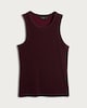 image 4 of F&F Lurex Ribbed Crew Neck Racer Vest in Burgundy