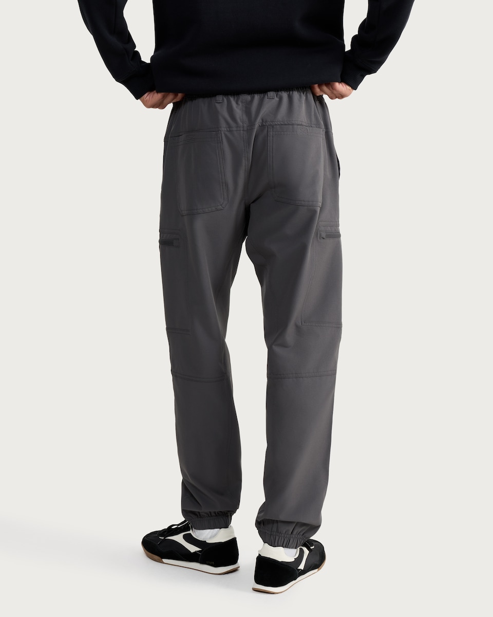image 1 of 9 Peaks Elasticated Cargo Trousers in Grey