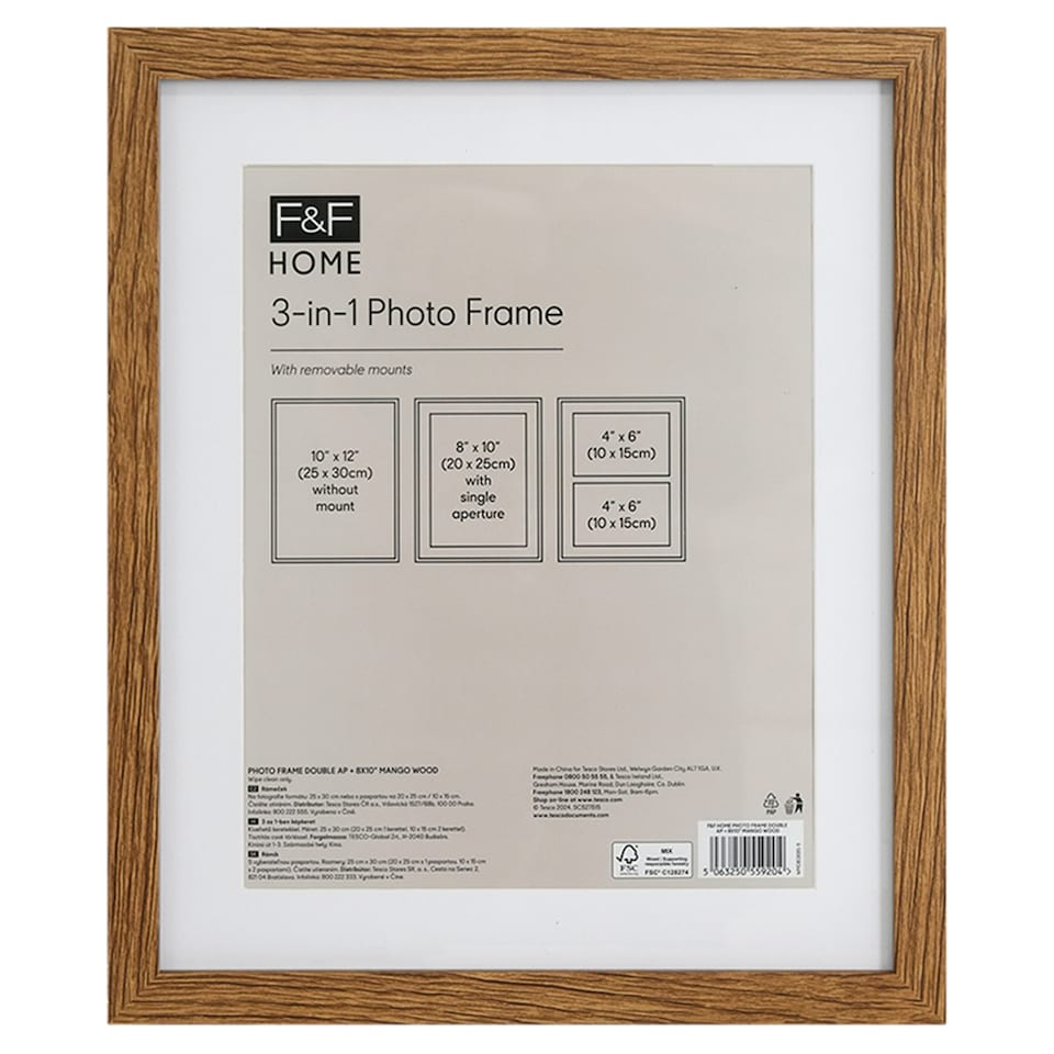 F&F Home Mango Wood 3-in-1 Photo Frame