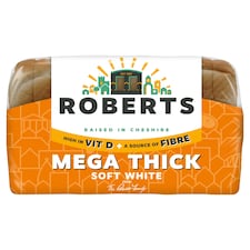 Roberts Mega Thick Soft White Bread with Vitamin D & Fibre 800g