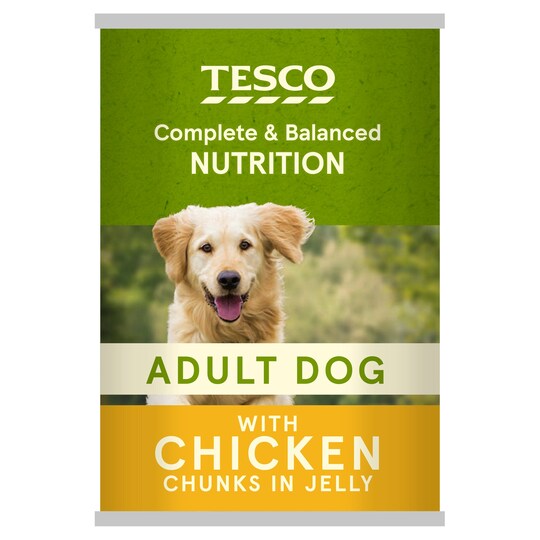Tesco Chunks In Jelly Chicken Tinned Dog Food 400G Tesco Groceries