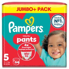 Pampers Baby Dry Nappy Pants Size 5 Jumbo+ 64 Pack