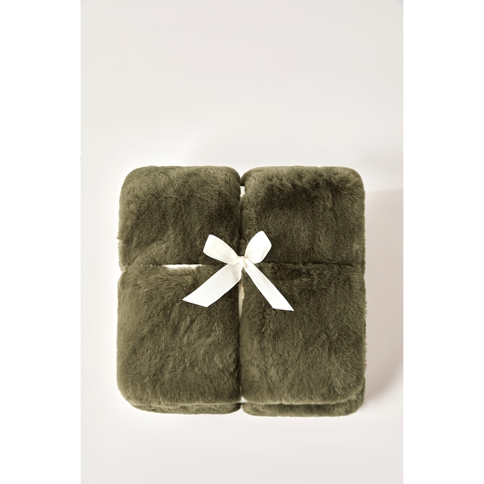 F&F Home Green Faux Fur Throw