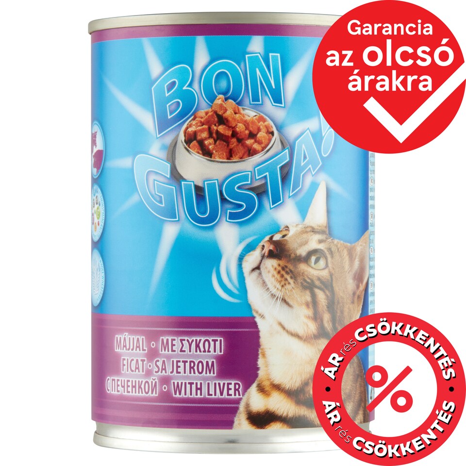 Bon Gusta! teljes értékű állateledel felnőtt macskák számára májjal 415 g