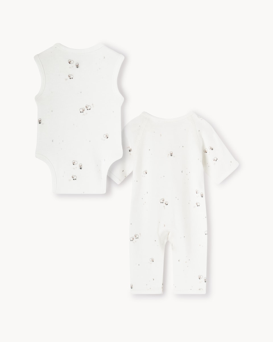 image 1 of F&F Baby 5-Piece Premature Pure Cotton Sheep Set in White