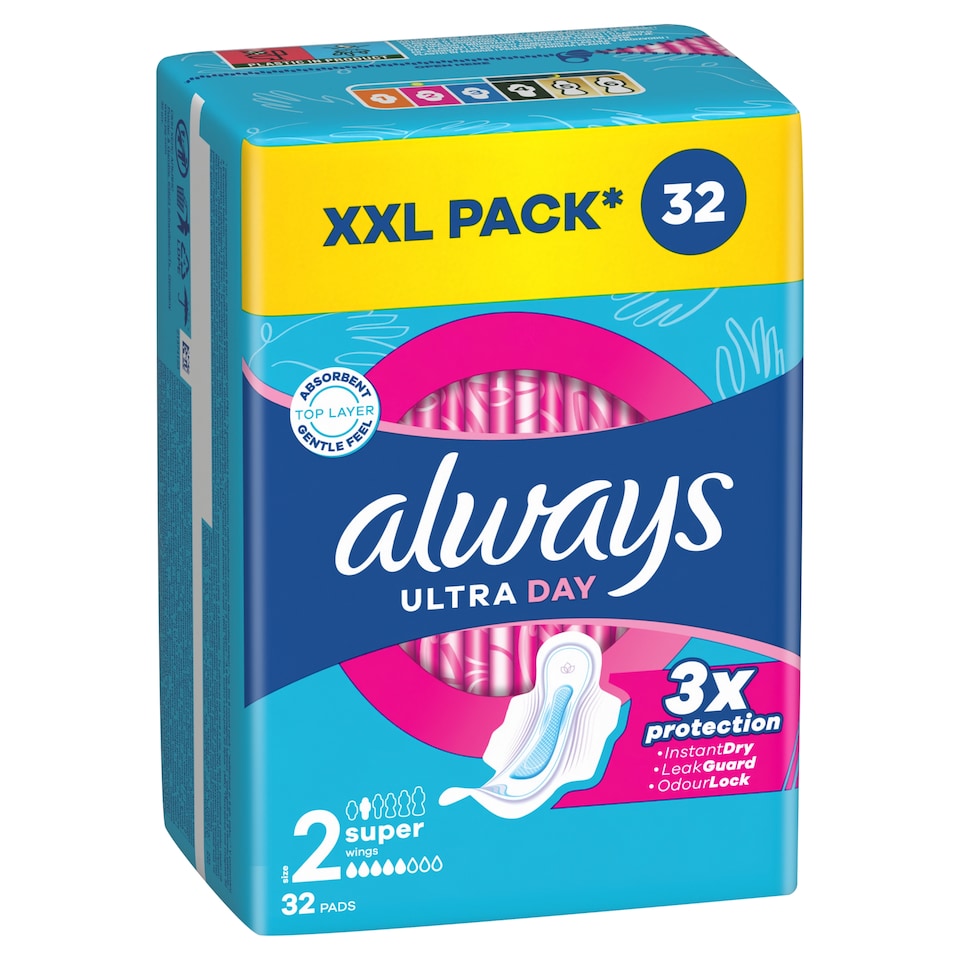 obrázok 1 z Always Ultra Day Super hygienické vložky (veľkosť 2) vložky s krídelkami 32 ks]