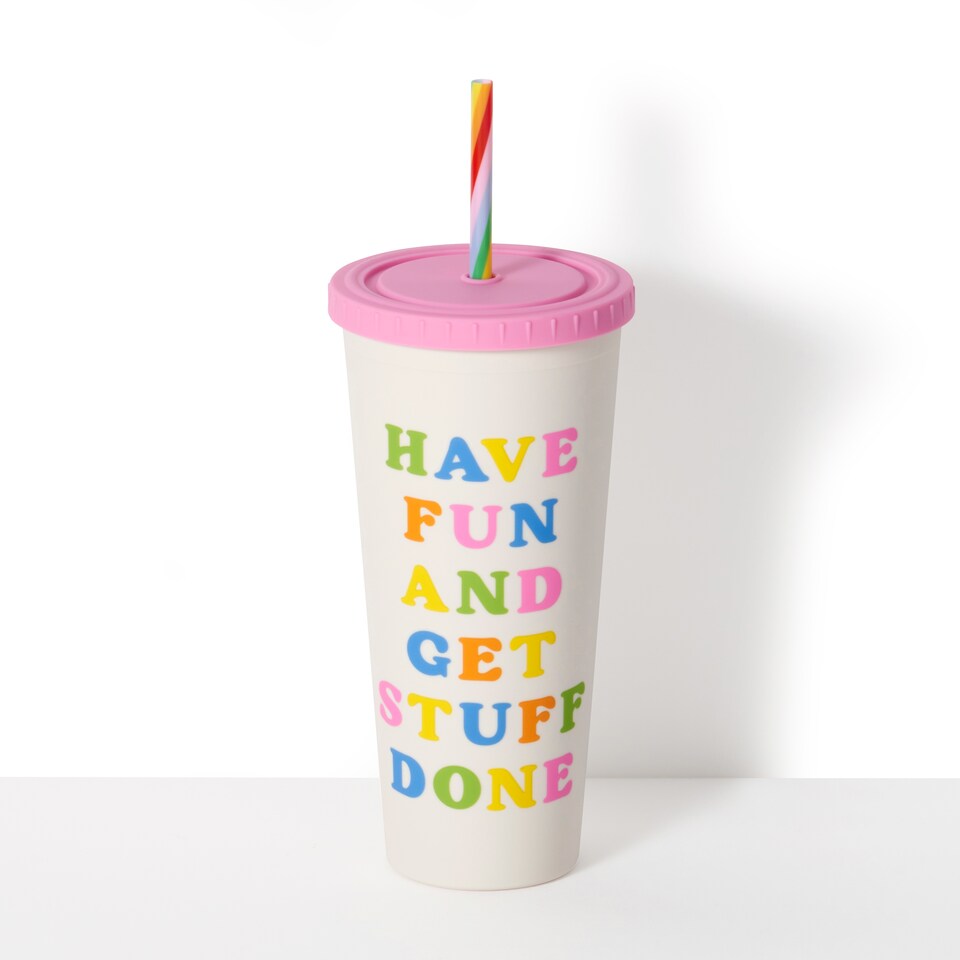 image 1 of Paperchase Rainbow Straw Cup