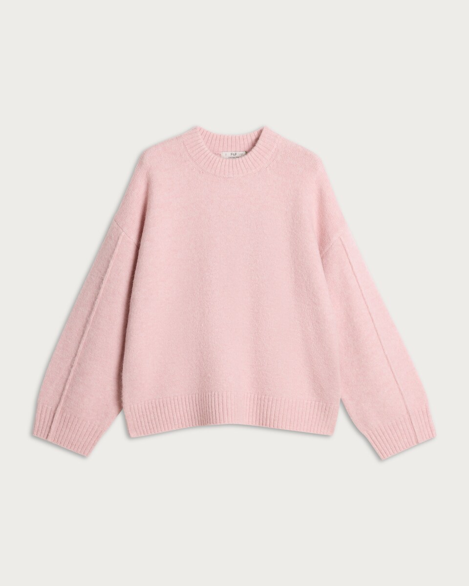 image 1 of F&F Seam Detail Jumper with Alpaca in Pink
