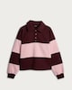 image 4 of F&F Cotton Rich Stripe Print Collared Rugby Sweatshirt in Multi Pink