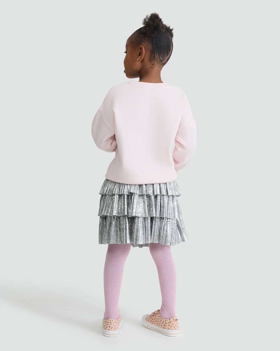 image 1 of F&F Girls 3-Pack Let's Go Ghouls Sweatshirt, Skirt and Scrunchie in Multi Pink