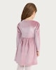 image 3 of F&F Girls Velvet Bow Detail Long Sleeved Dress in Pink