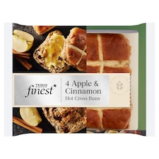 Tesco Finest Apple & Cinnamon Hot Cross Buns 4 Pack
