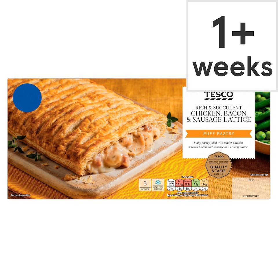 Tesco Chicken Bacon & Sausage Lattice Bar 500g
