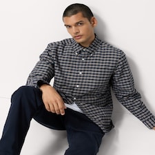 F&F Pure Cotton Checked Oxford Shirt in Navy