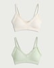 image 1 of F&F 2-Pack Lace Trim Ribbed Bralettes in Multi