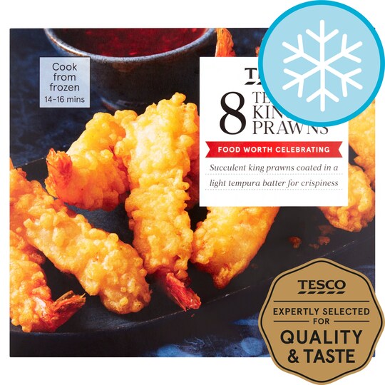 Tesco 8 Tempura King Prawns 140G Tesco Groceries