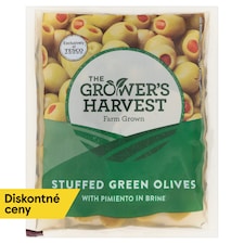 The Grower's Harvest Zelené olivy plnené paprikovou pastou v slanom náleve 195 g