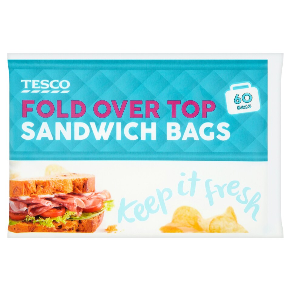 Tesco Fold Over Top Sandwich Bags Pack 60