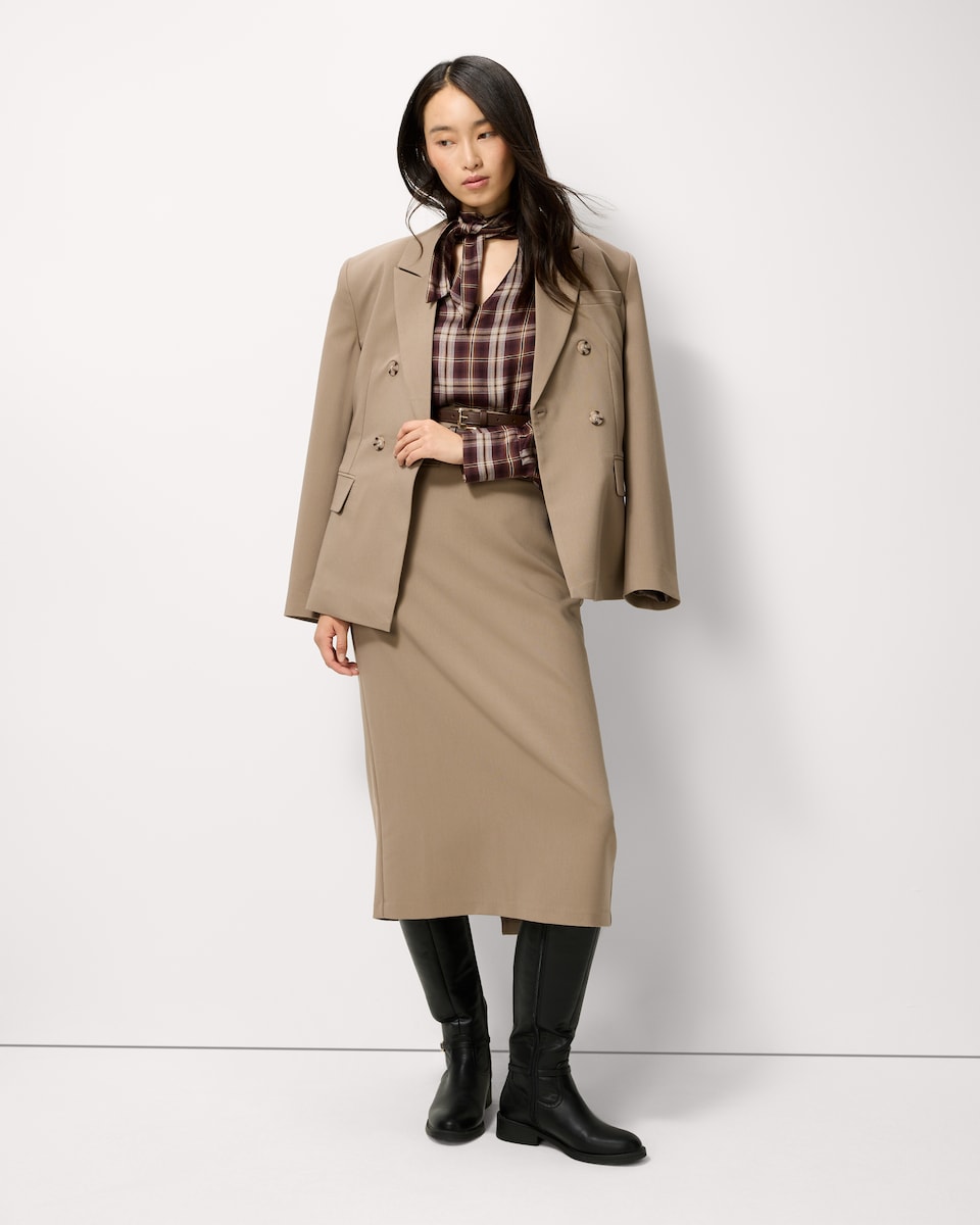 image 1 of F&F Tailored Midi Pencil Skirt in Tan