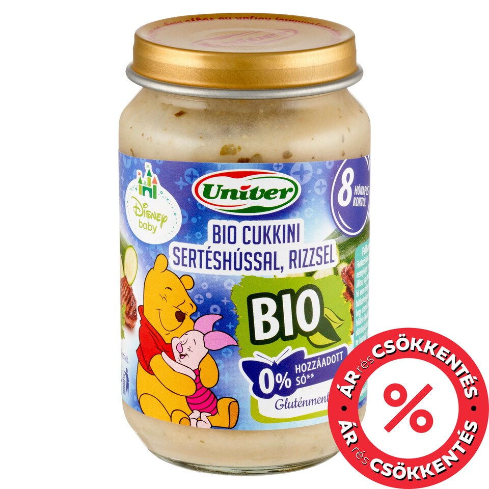 Univer Disney Baby bio cukkini sertéshússal, rizzsel bébiétel 8 hónapos kortól 163 g
