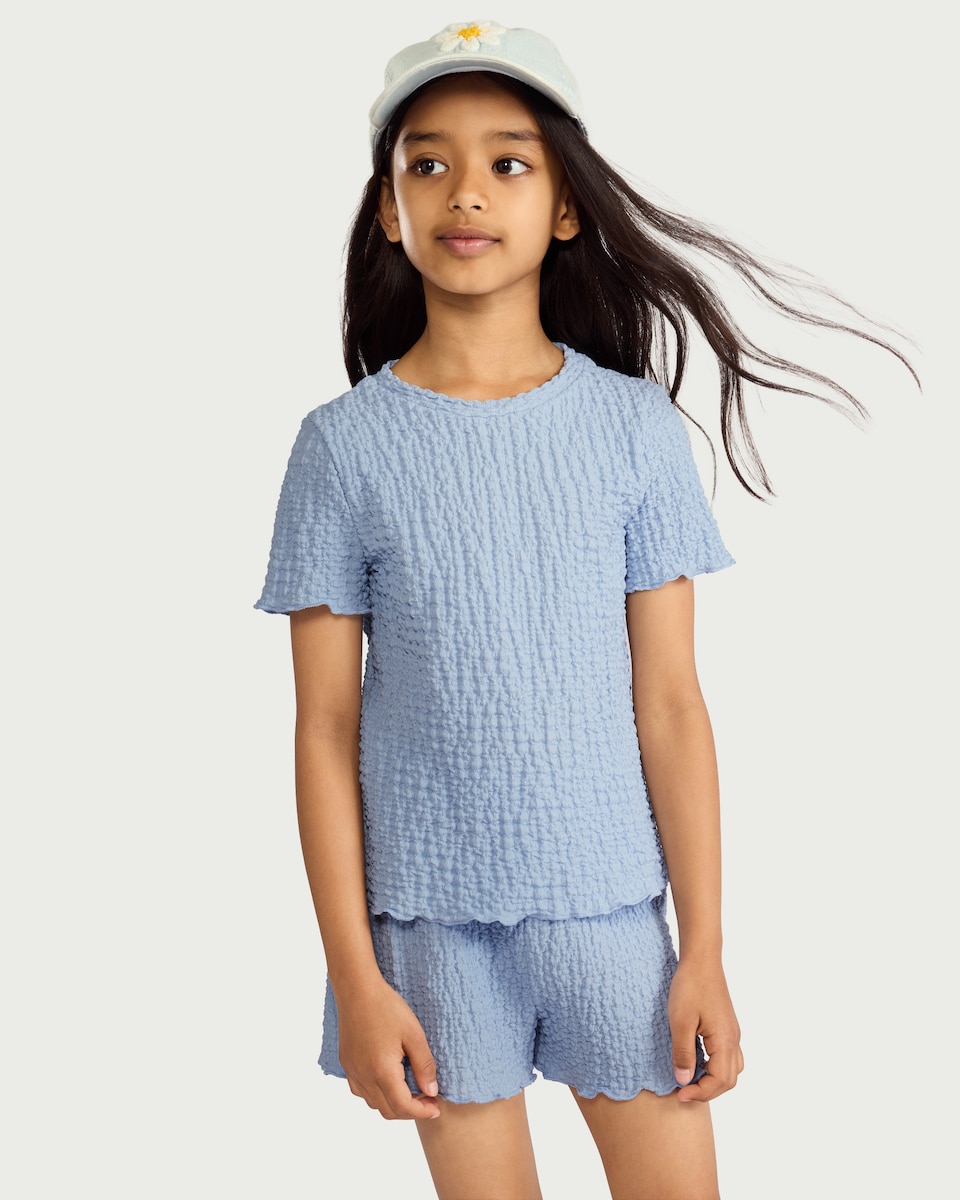 image 1 of F&F Girls 2-Piece Textured Set in Blue