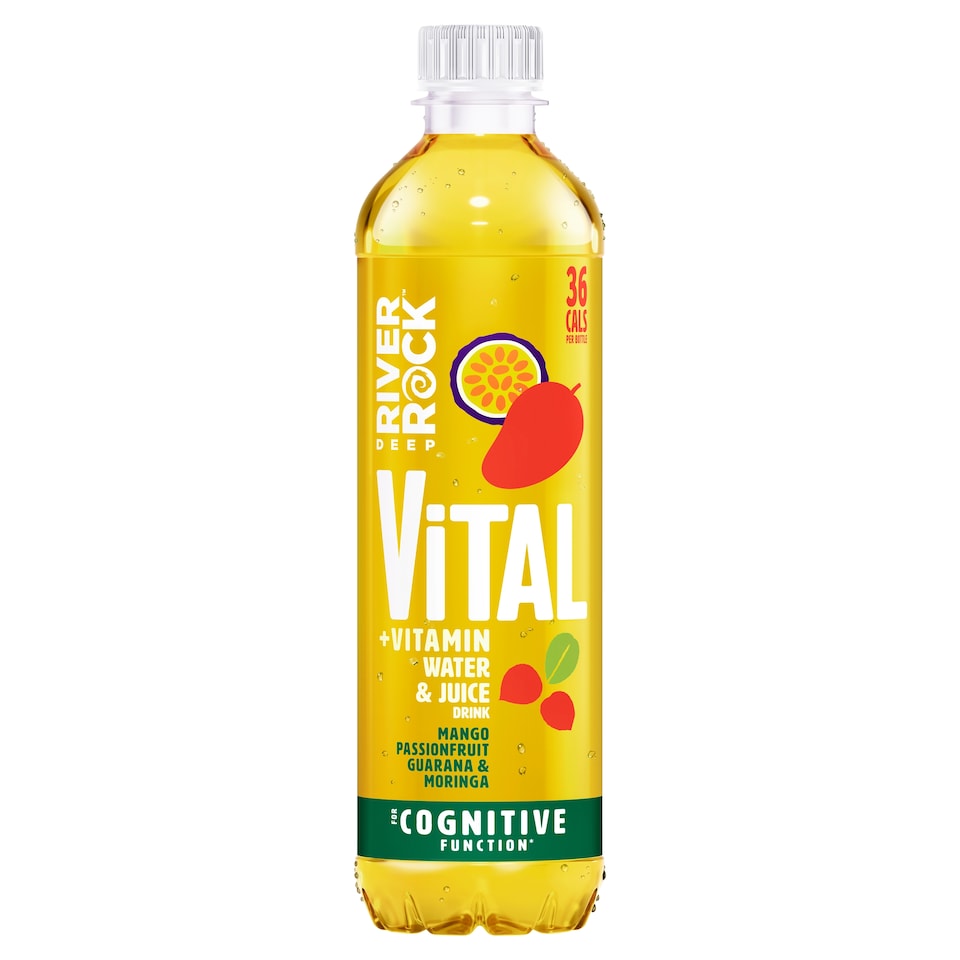 Deep River Rock Vital + Vitamin Water & Juice Mango Passionfruit Guarana & Moringa 450ml
