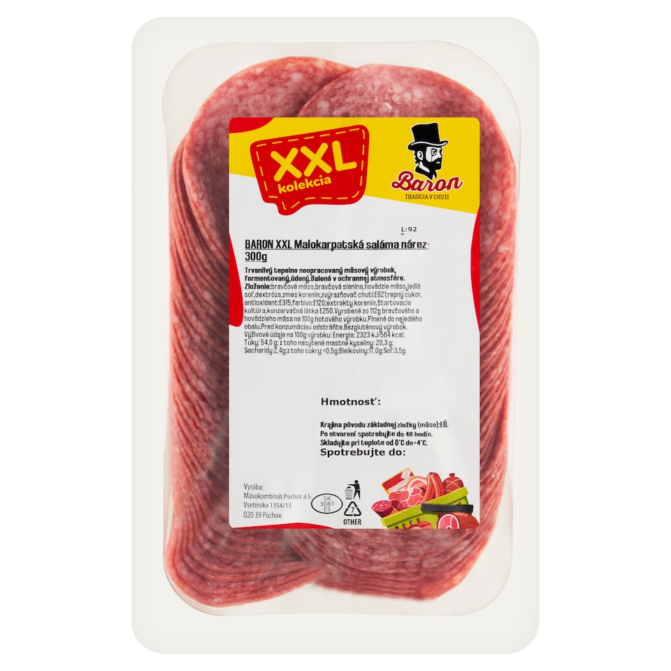 obrázok 1 z Baron XXL malokarpatská saláma nárez 300 g