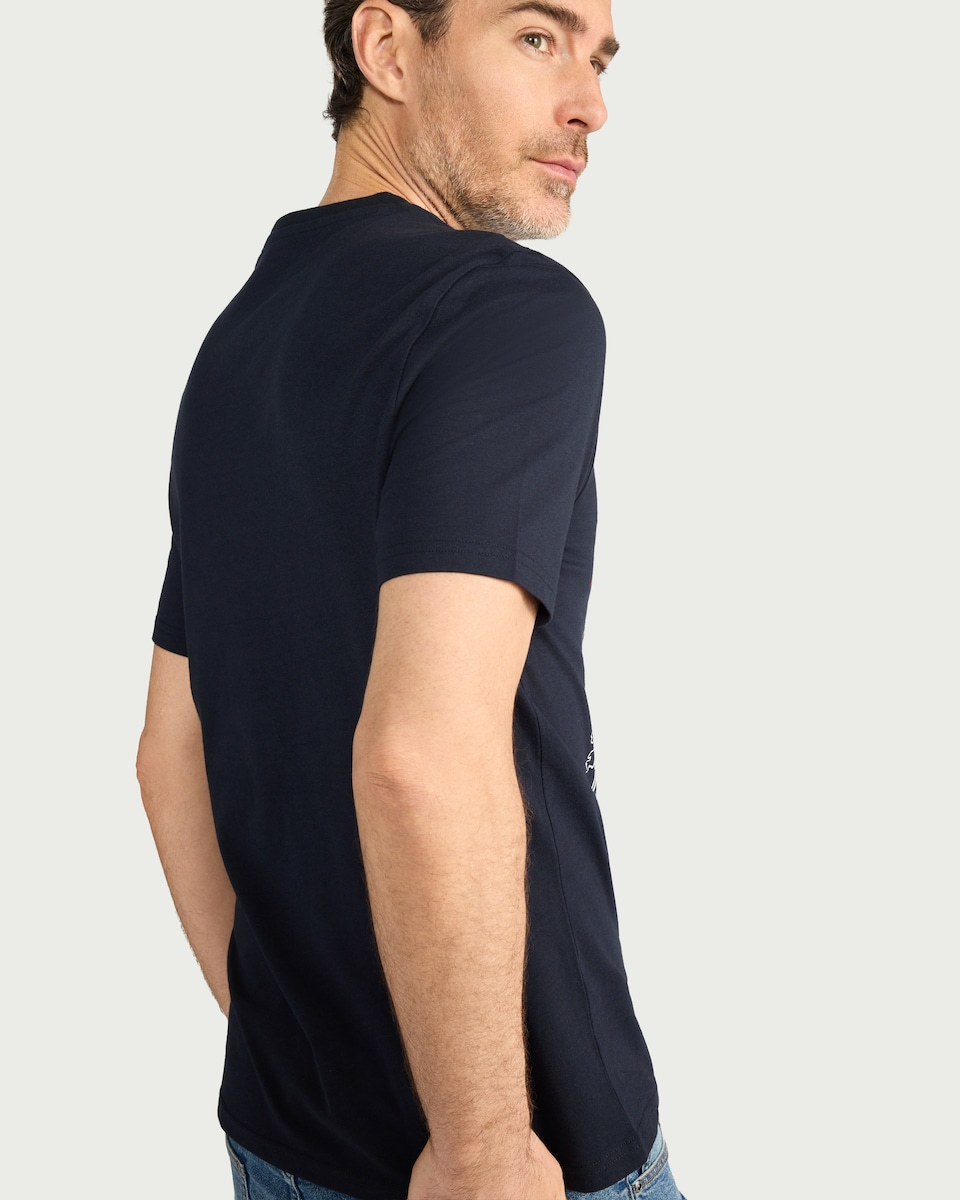 image 1 of F&F Pure Cotton Slogan T-Shirt in Navy