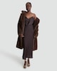 image 1 of F&F Gold Trim Strappy Midi Dress in Chocolate