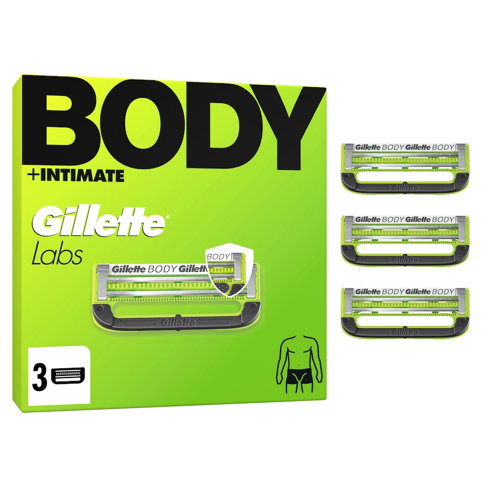image 1 of Gillette Labs Body + Intimate Razor Blade Refill Cartridges 3 pack