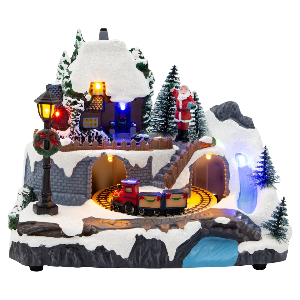 image 1 of Christmas Workshop Small Light Up Musical Christmas Village Scene