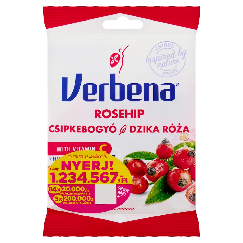 Verbena töltött keménycukorka csipkebogyó kivonattal és C-vitaminnal 60 g  1. kép