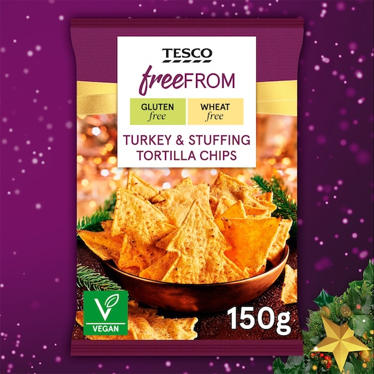 Tesco Free From Turkey & Stuffing Tortilla Chips 150G Tesco Groceries