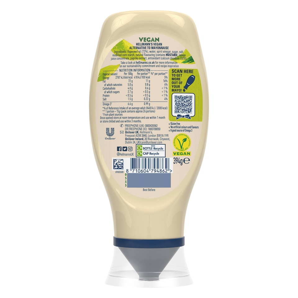 image 1 of Hellmann's Vegan Mayonnaise Squeezy 430ml