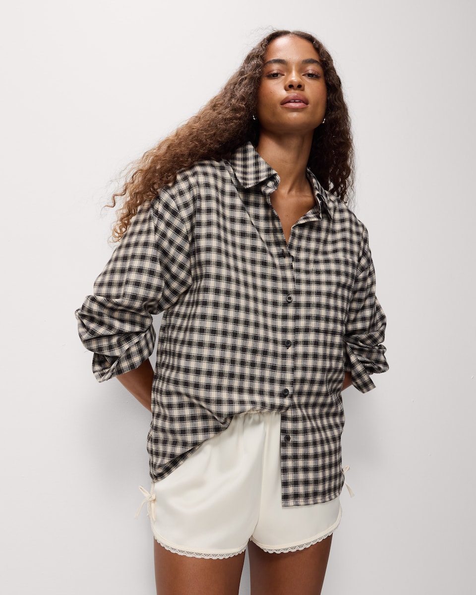 image 1 of OH ME OH MY Checked Shirt in Brown