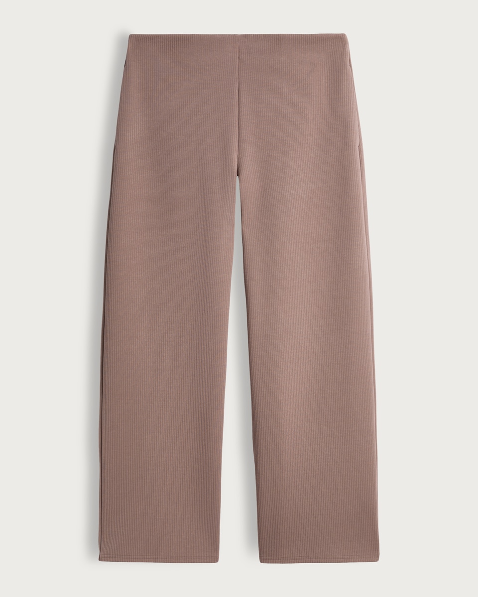 image 1 of F&F Active Ribbed Wide Leg Leggings in Brown
