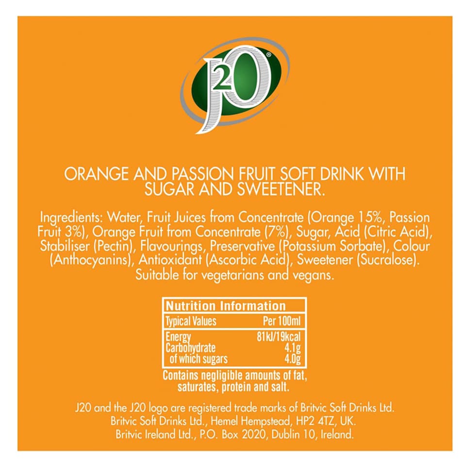 image 1 of J2o Orange & Passion Fruit 250Ml
