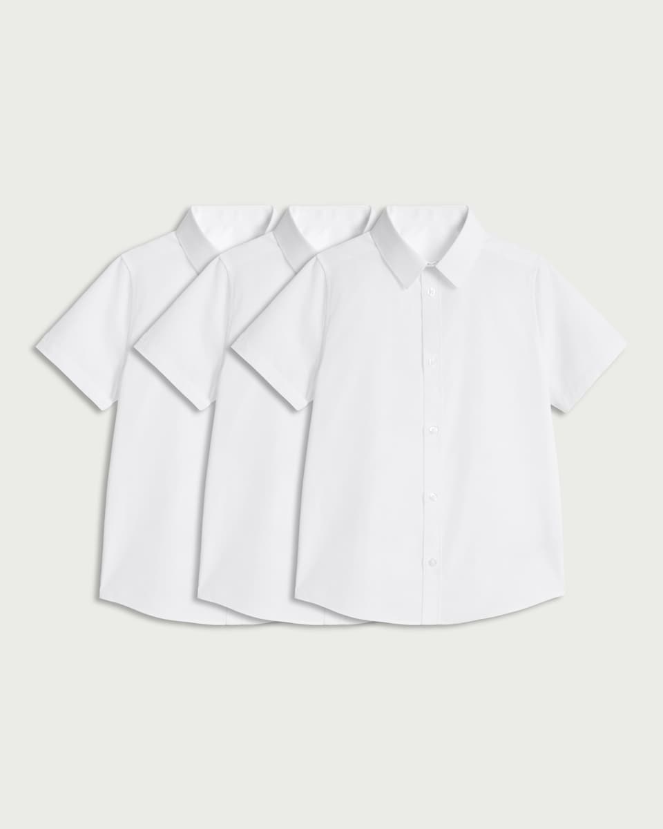 image 1 of F&F School Boys 3-Pack Regular Fit Short Sleeved Shirts in White
