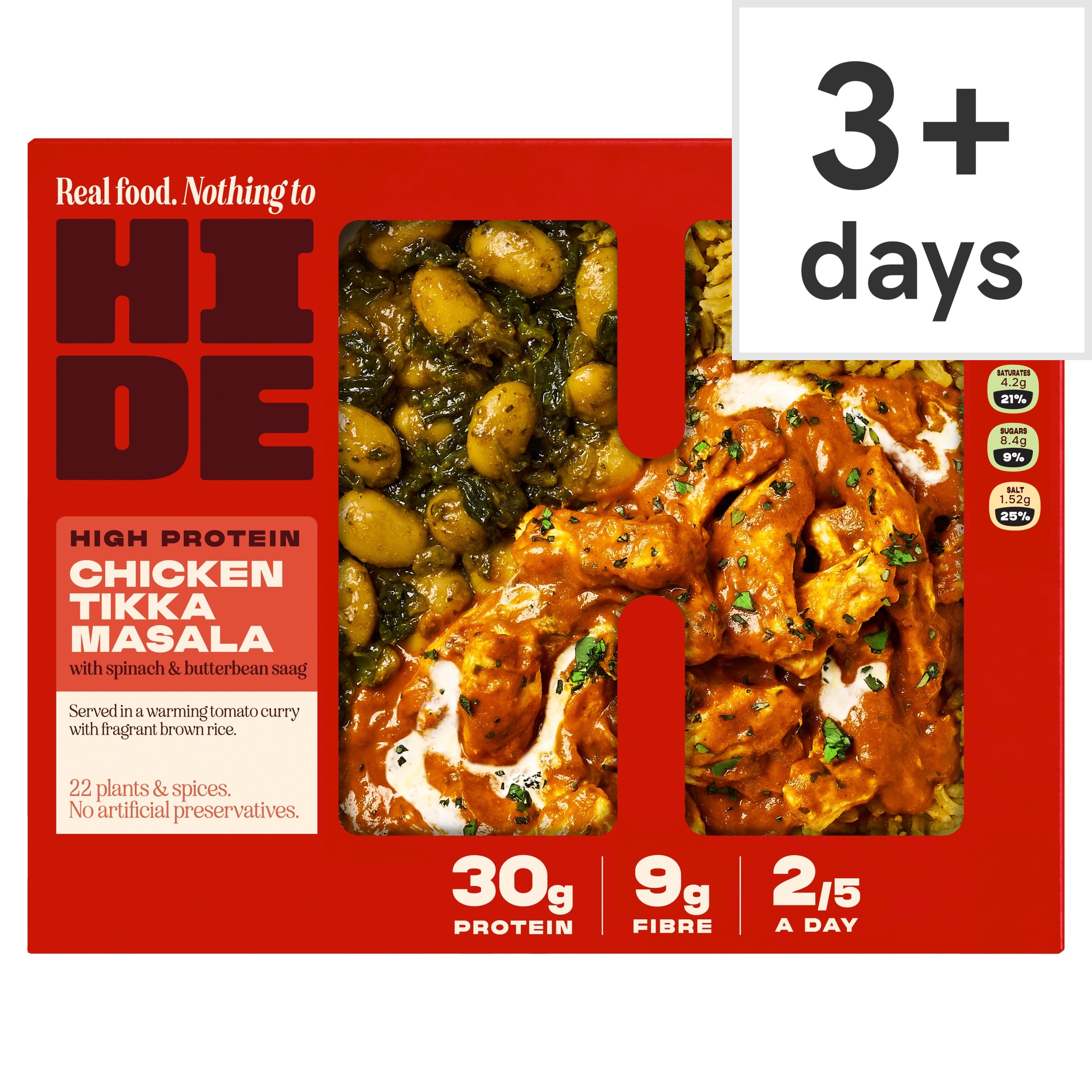HIDE Chicken Tikka Masala with SAAG & Brown Rice 390g