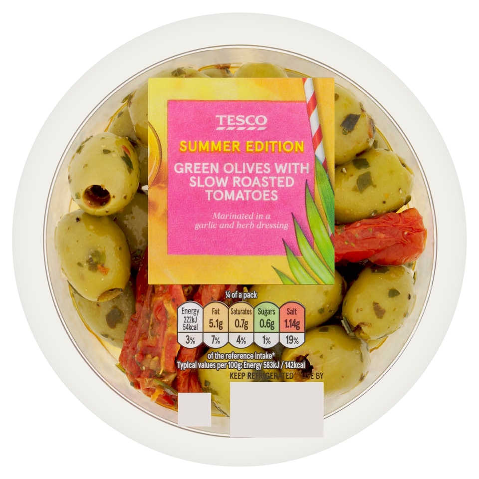 Tesco Green Olives with Slow Roasted Tomatoes 150g