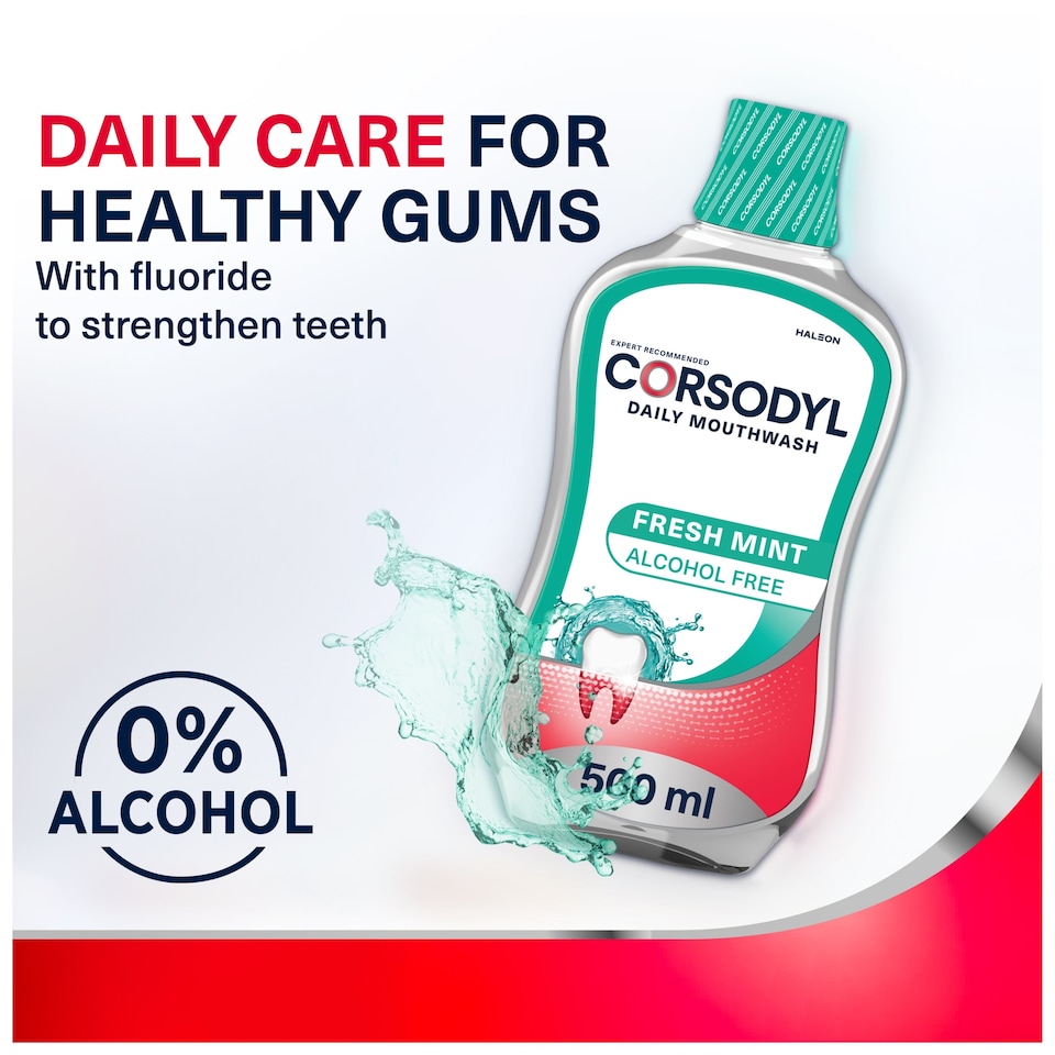 image 1 of Corsodyl Daily Mouthwash Freshmint A/Free 500Ml