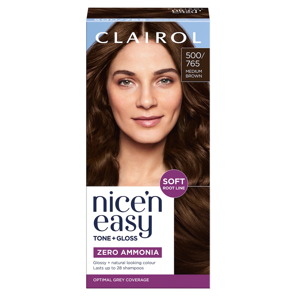 image 1 of CLAIROL NICE'N EASY TONE+GLOSS SEMI PERMANENT HAIR DYE - 500/765 MEDIUM BROWN